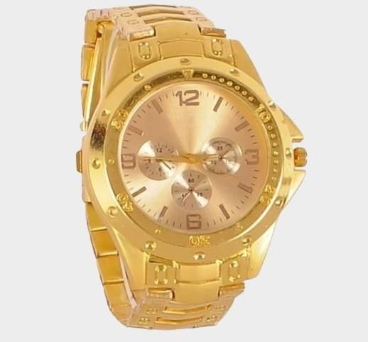 Men's Stainless Steel Golden Watch