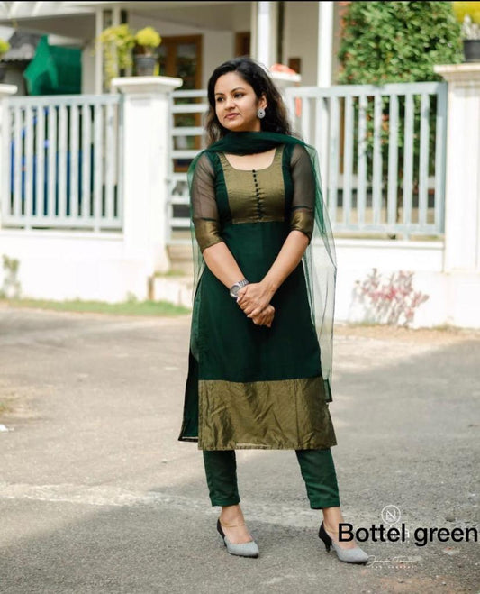 Premium Jacquard Chiffon Kurti With Lagging  Pant Sets
