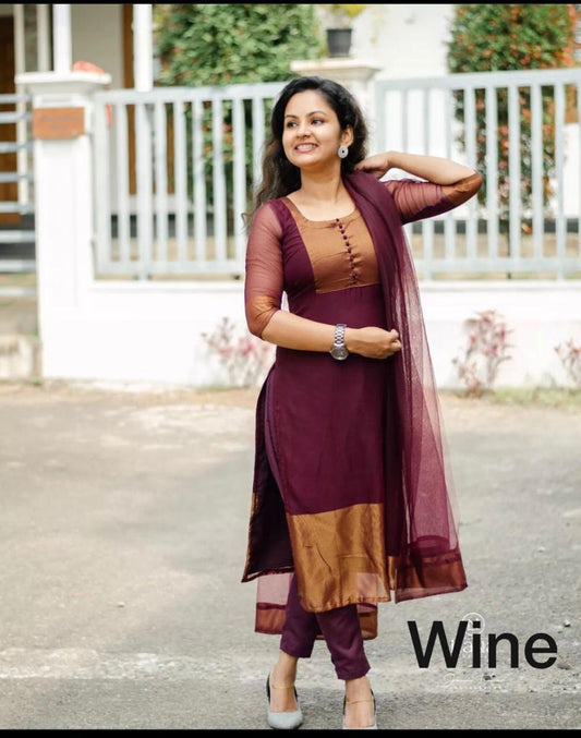 Premium Jacquard Chiffon Kurti With Lagging Pant Sets